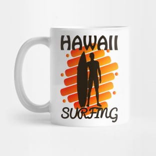 Vintage Hawaii Surfing Label Sunset Orange Mug